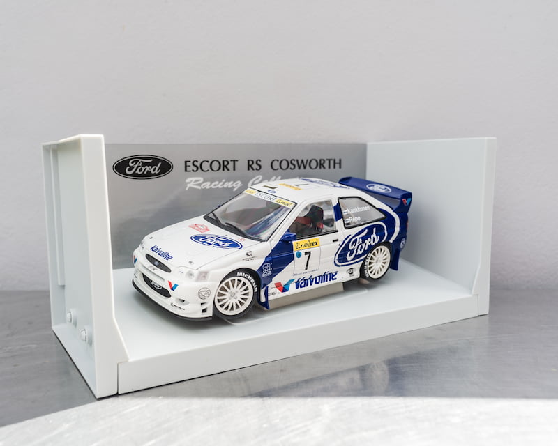 Minichamps Ford Escort RS Cosworth model car in studio